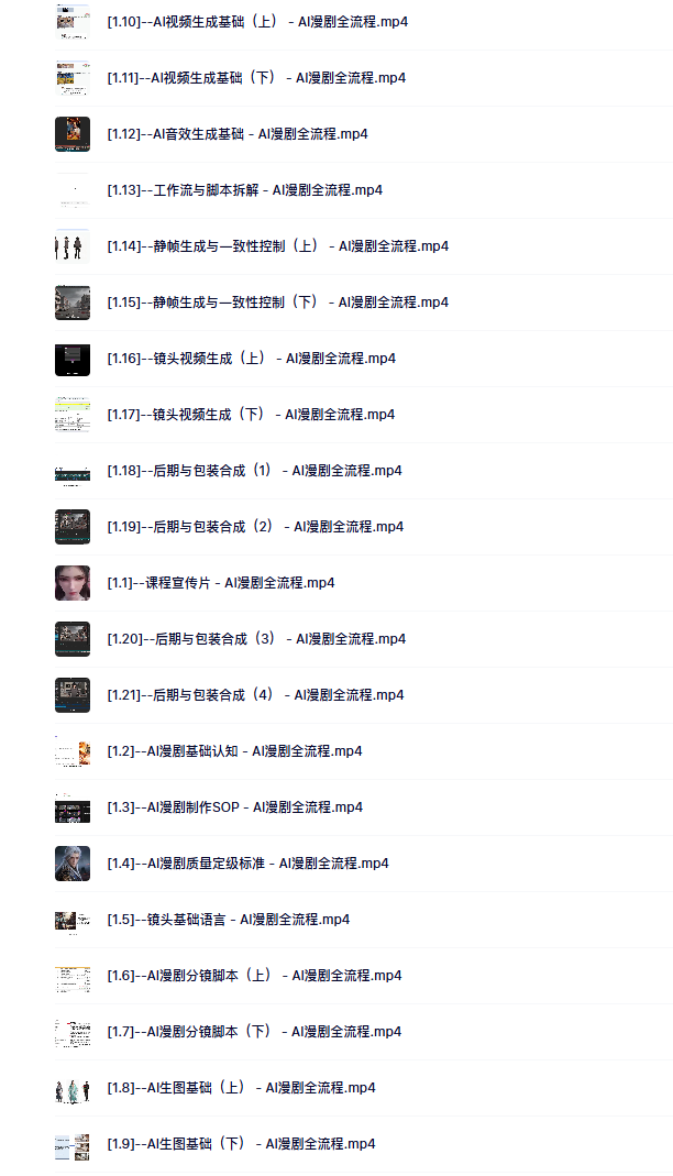 AI漫剧制作实操课，提供全流程解析，从0上手开始做